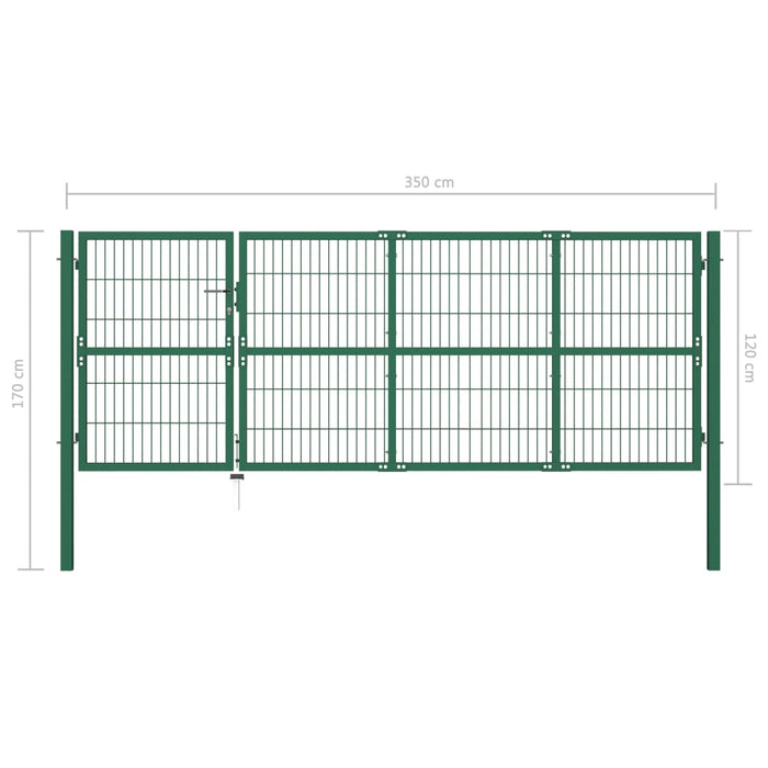 Cancello di Recinzione con Paletti 350x120 cm in Acciaio Verde cod mxl 74175
