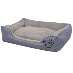 Cuccia per cani con cuscino imbottito misura 65 cm grigio 02_0001567