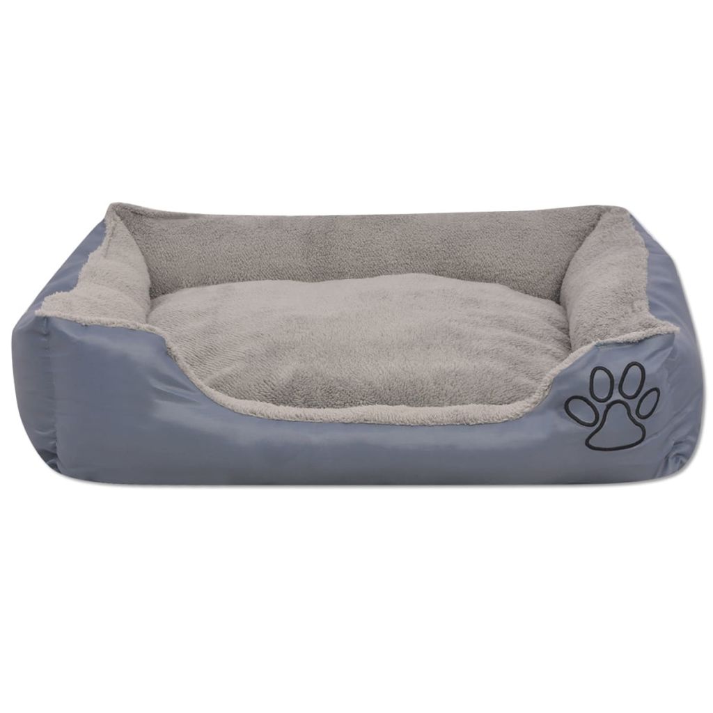 Cuccia per cani con cuscino imbottito misura 65 cm grigio 02_0001567