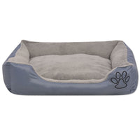 Cuccia per cani con cuscino imbottito misura 75 cm grigio 02_0001564