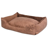 Cuccia per cani con cuscino in similpelle PU 65 cm beige 02_0001556