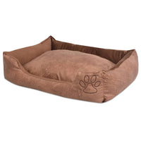 Cuccia per Cani con Cuscino Imbottito Pelle Sintetica Taglia M Beige cod mxl 44402