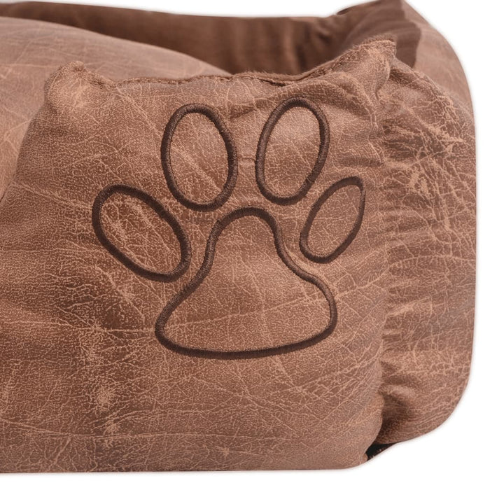 Cuccia per cani con cuscino in similpelle PU 65 cm beige 02_0001556