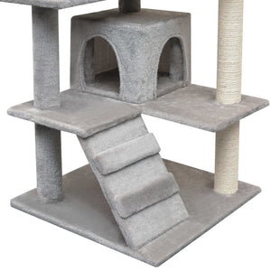 Albero per Gatti con Tiragraffi in Sisal 125 cm Grigio 170475