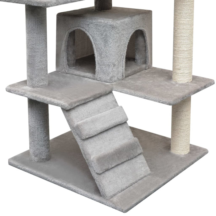 Albero per Gatti con Tiragraffi in Sisal 125 cm Grigio 170475
