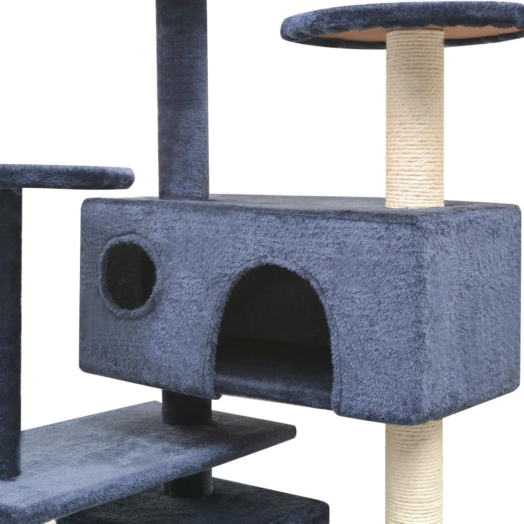 Albero per Gatti con Tiragraffi in Sisal 125 cm Blu Scuro 170479