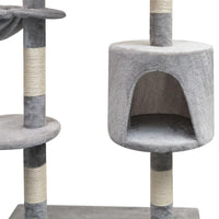 Tiragraffi per gatti nicchia peluche in sisal 125 cm grigio 3702185