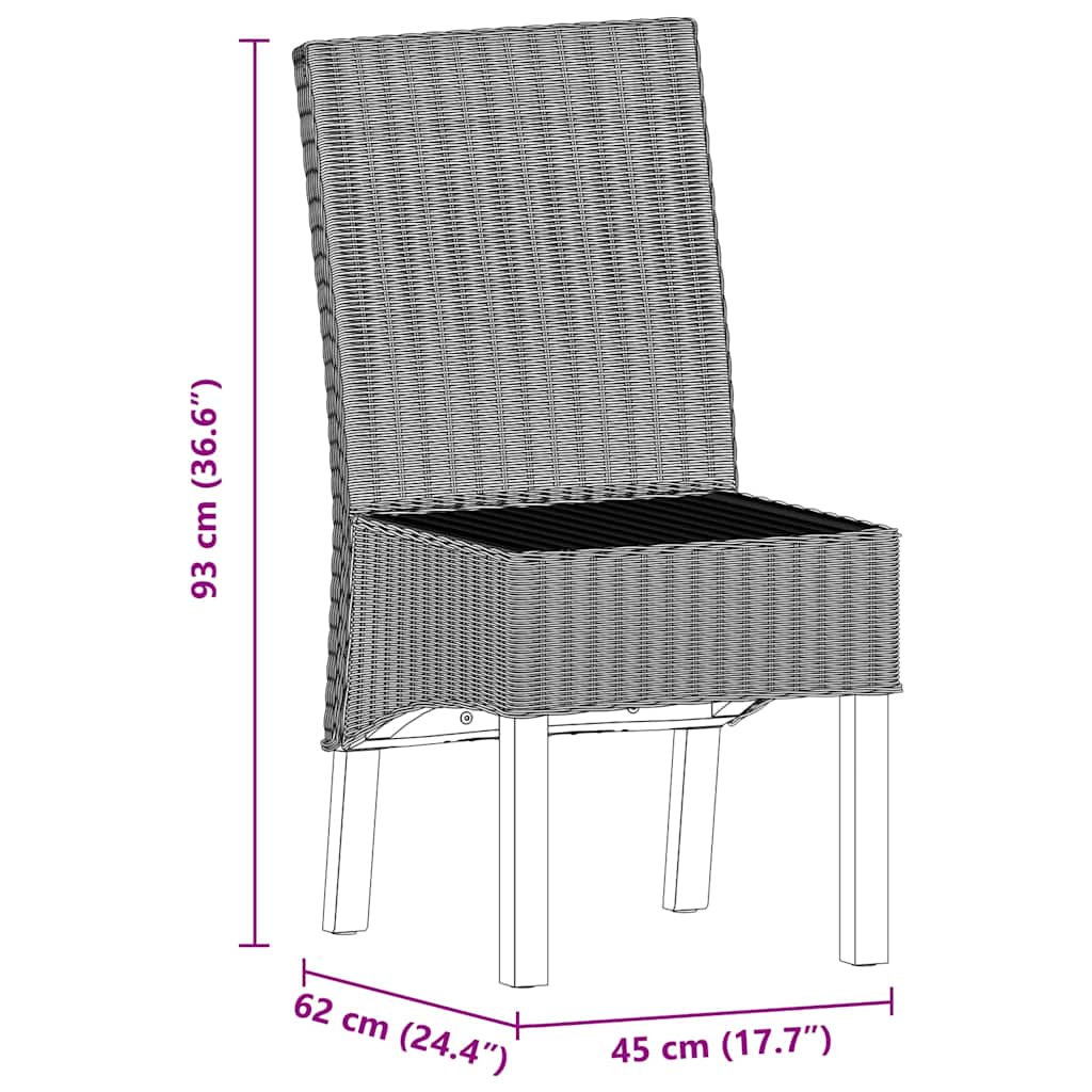 Sedie da Pranzo 4 pz Marroni in Rattan Naturale 243236