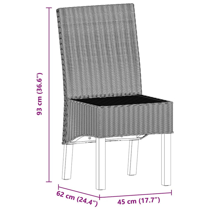 Sedie da Pranzo 4 pz Marroni in Rattan Naturale 243236