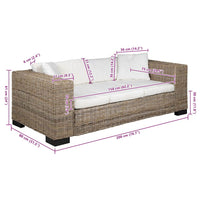 Divano a 3 Posti 8 pz in Rattan Naturale 243246