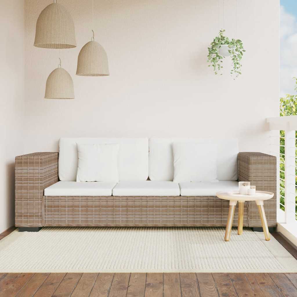 Divano a 3 Posti 8 pz in Rattan Naturale 243246