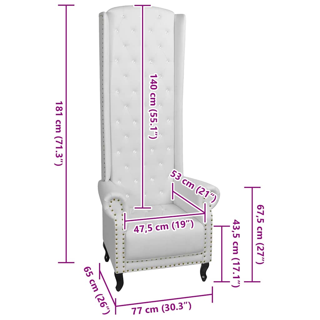 Poltrona a Schienale Alto Bianca in Similpelle 243591