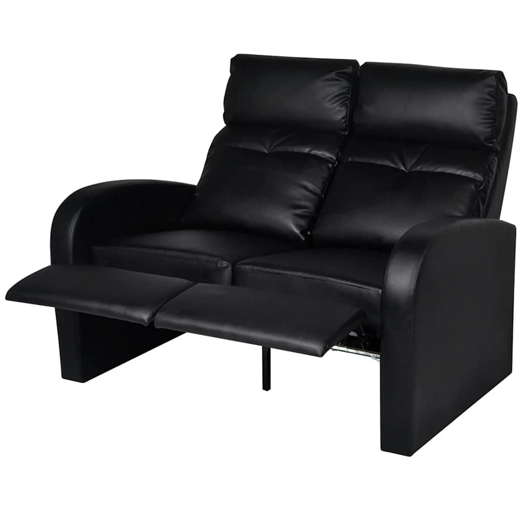 Divano Reclinabile a 2 Posti con LED in Similpelle Nero 243599