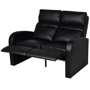 Divano Reclinabile a 2 Posti con LED in Similpelle Nero 243599