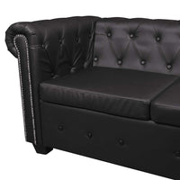 Divano Angolare Chesterfield a 5 Posti Pelle Artificiale Nera 243614