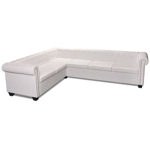 Divano Angolare Chesterfield a 6 Posti Pelle Artificiale Bianca 243616