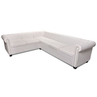 Divano Angolare Chesterfield a 6 Posti Pelle Artificiale Bianca 243616