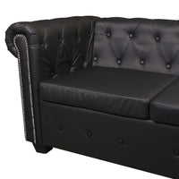 Divano Angolare Chesterfield a 6 Posti Pelle Artificiale Nera 243617