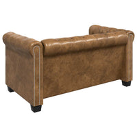 Divano Chesterfield a 2 Posti in Finta Pelle Marrone 243619