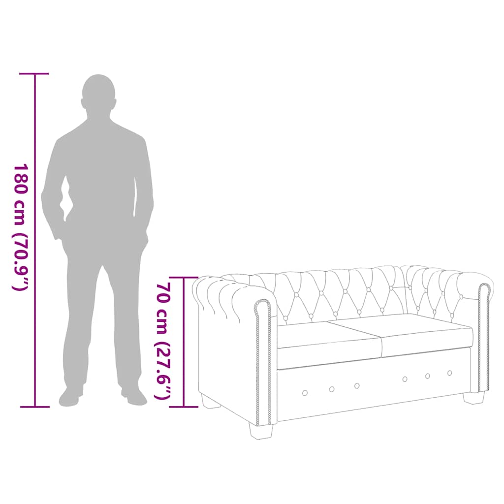 Divano Chesterfield a 2 Posti in Finta Pelle Marrone 243619