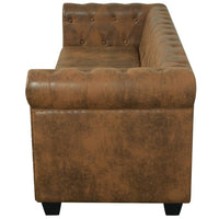 Divano Chesterfield a 3 posti in pelle artificiale marrone 02_0020863