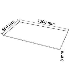 Piano Tavolo Vetro Temperato Rettangolare 1200x650 mm