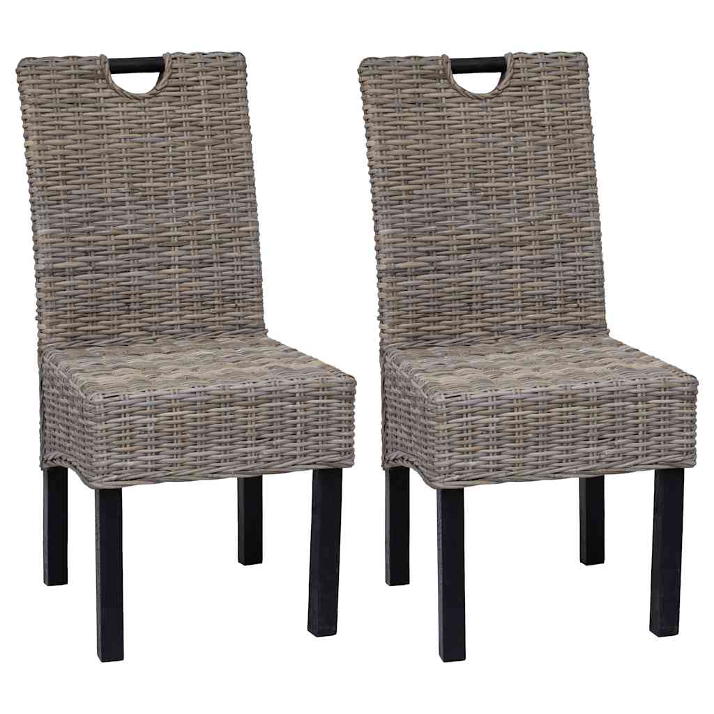 Sedie Sala da Pranzo 2 pz in Rattan Kubu e Legno di Mango cod mxl 47694