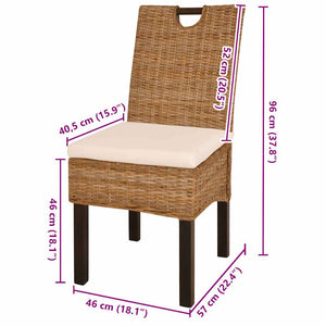 Sedie Sala da Pranzo 2 pz in Rattan Kubu e Legno di Mango 243639