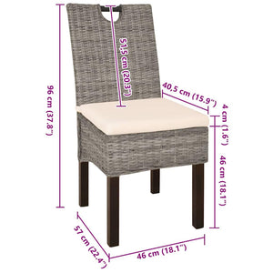 Sedie Sala da Pranzo 2 pz in Rattan Kubu e Legno di Mango cod mxl 23885