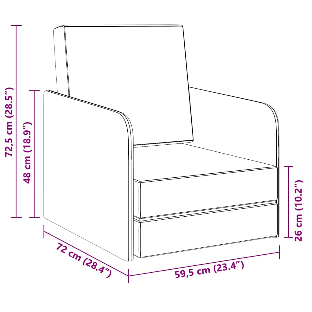 Poltrona Letto Convertibile Grigio Chiaro in Tessuto 243648