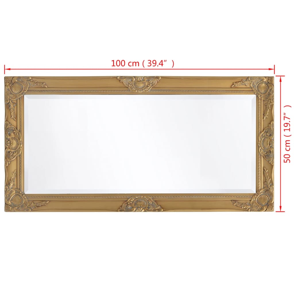 Specchio da Parete Stile Barocco-Specchio a Muro-Specchio Decorativo 100x50 cm Oro