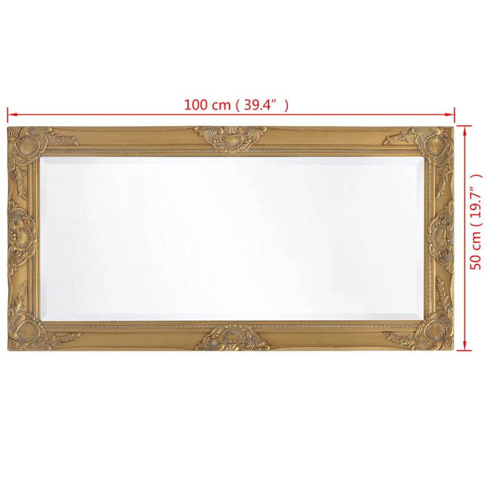 Specchio da Parete Stile Barocco 100x50 cm Oro 243680