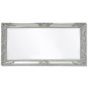 Specchio da Parete Stile Barocco 100x50 cm Argento 243681