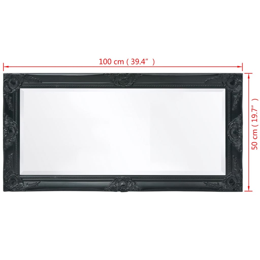 Specchio da Parete Stile Barocco-Specchio a Muro-Specchio Decorativo 100x50 cm Nero