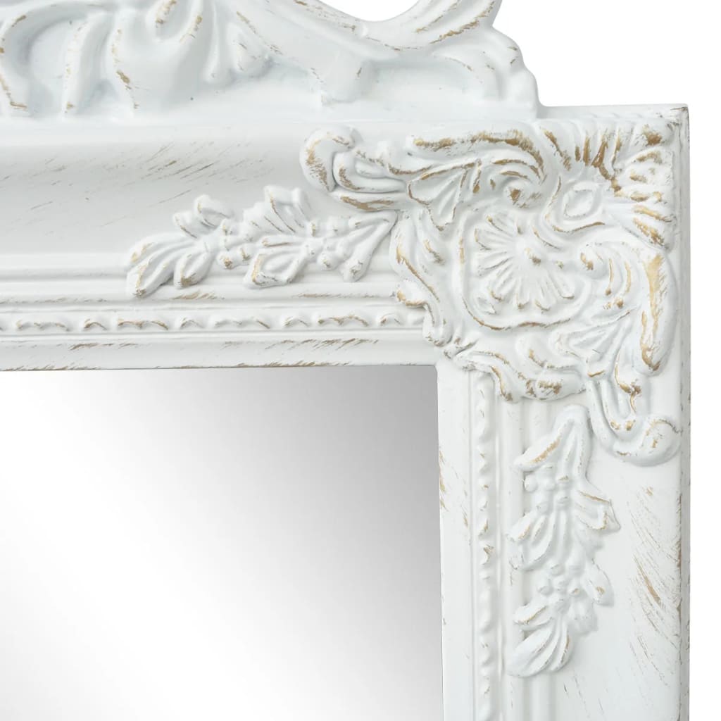 Specchio Autoportante Stile Barocco-Specchio Decorativo 160x40 cm Bianco