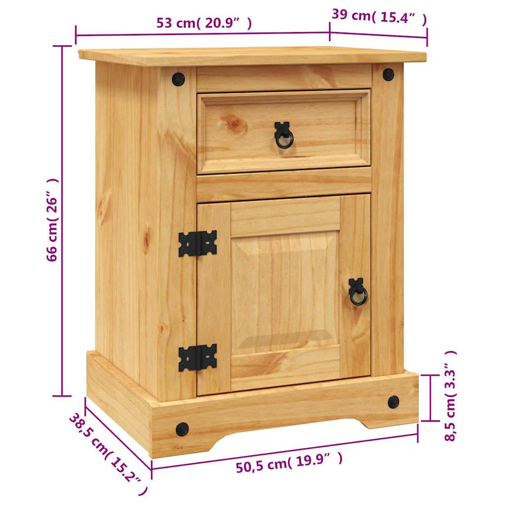 Comodino in Legno di Pino Messicano Corona Range 53x39x66 cm 243730
