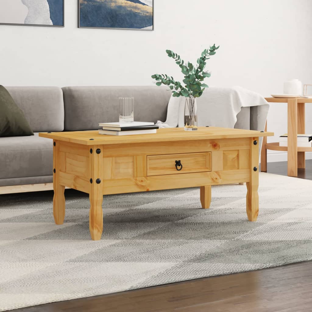 Tavolino da Caffé Legno Pino Messicano Corona Range 100x55x44cm 243736