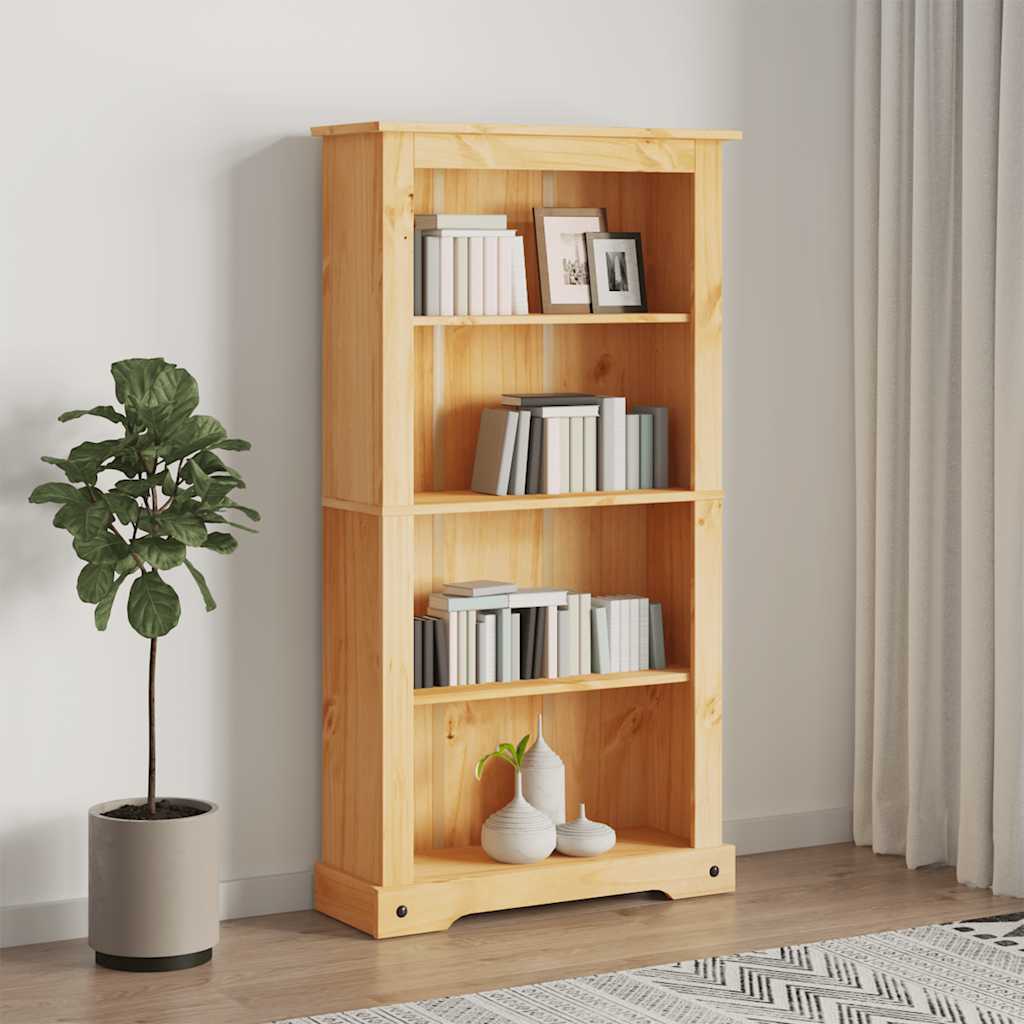 Libreria a 4 Ripiani-Scaffale per Libri-Mobile di Stoccaggio Pino Messicano Corona Range 80x29x150 cm