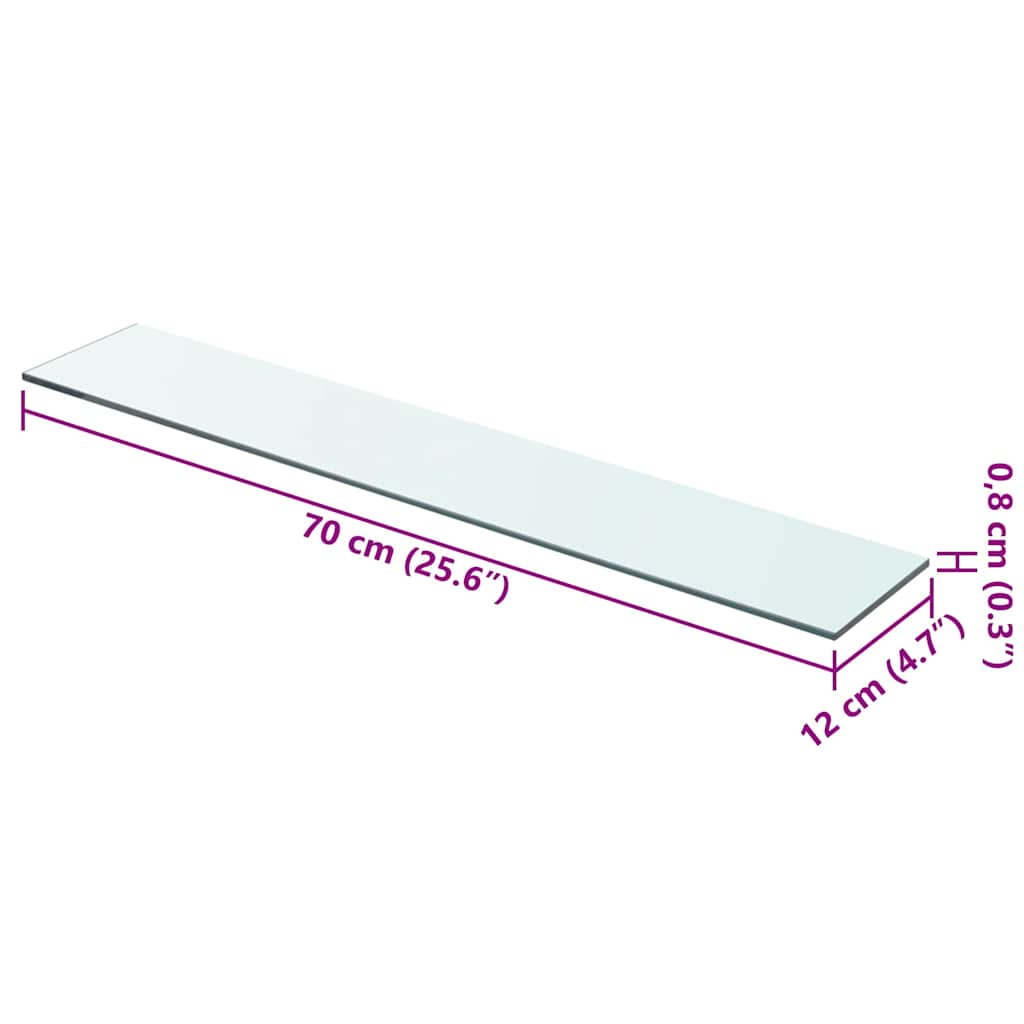 Mensola in Vetro Trasparente 70x12 cm 243827