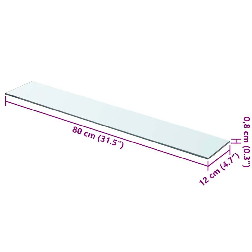 Mensola in Vetro Trasparente 80x12 cm 243832