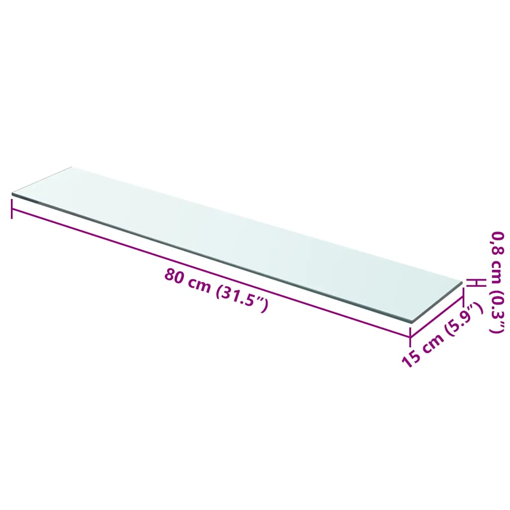 Mensola in Vetro Trasparente 80x15 cm 243833