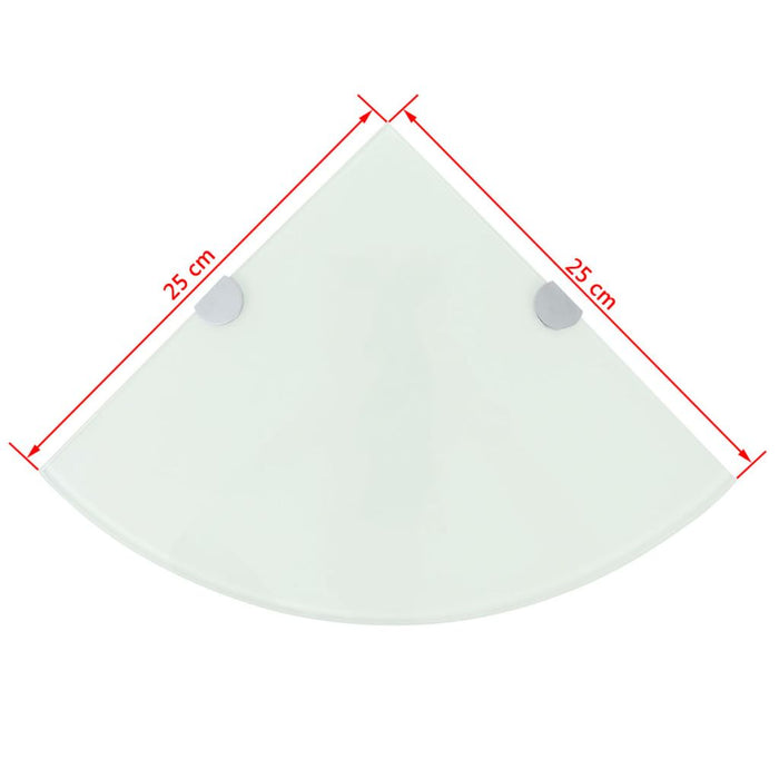 Mensola angolare di design con supporti cromati vetro bianco 25 x 25 cm 2702223/2