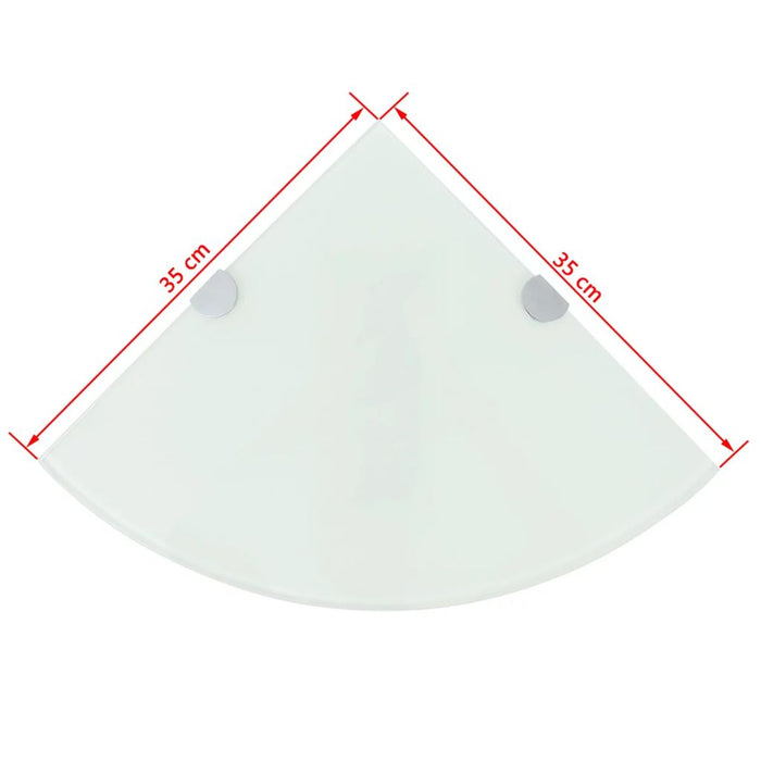 Mensola angolare di design con supporti cromati vetro bianco 35 x 35 cm 2702224/2