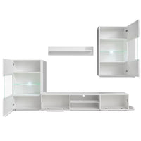 Mobile TV TV buffet pratico design a parete con illuminazione a LED 5 pezzi bianco 2502200