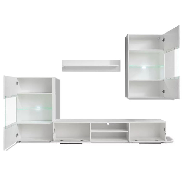 Mobile TV TV buffet pratico design a parete con illuminazione a LED 5 pezzi bianco 2502200