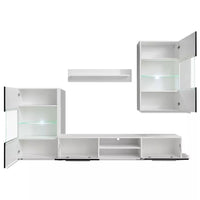 Mobile TV TV buffet pratico da parete design 5 pezzi con illuminazione a LED nera 2502198