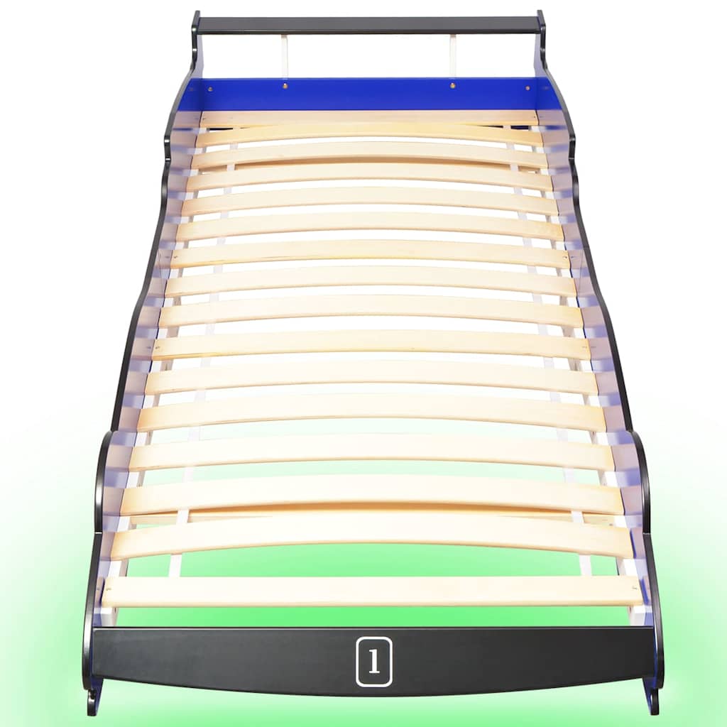 Letto con Luci LED per Bambino Auto da Corsa 90x200 cm Blu 243937