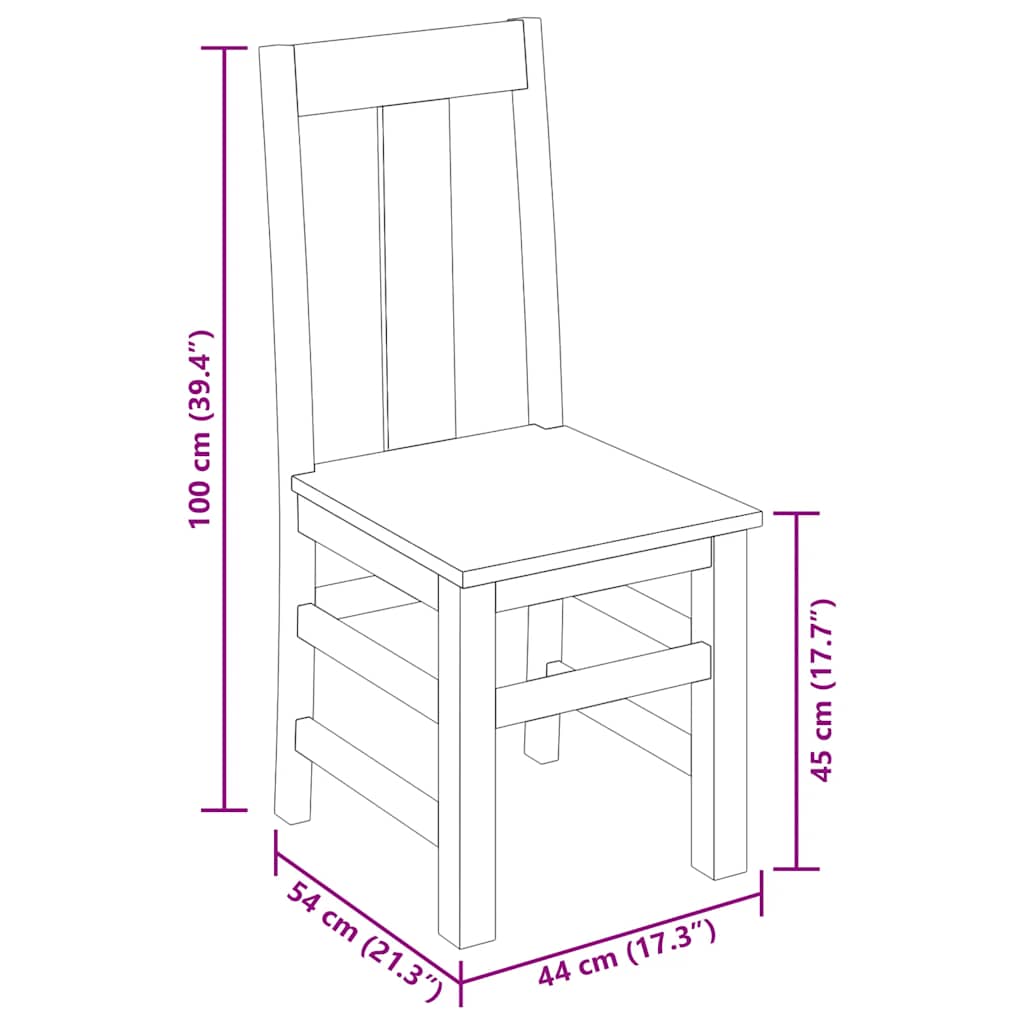 Set Sedie da Pranzo 2 pz in Legno Massello di Acacia 243964
