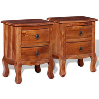 Comodini con Cassetti 2 pz in Legno Massello di Acacia 243972