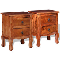 Comodini con Cassetti 2 pz in Legno Massello di Acacia 243972